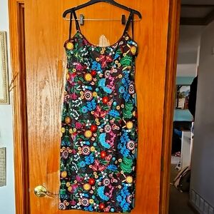 BCBG MAXAZRIA Women's Floral Embroidered Bustier Midi Black Dress 12 Never Worn